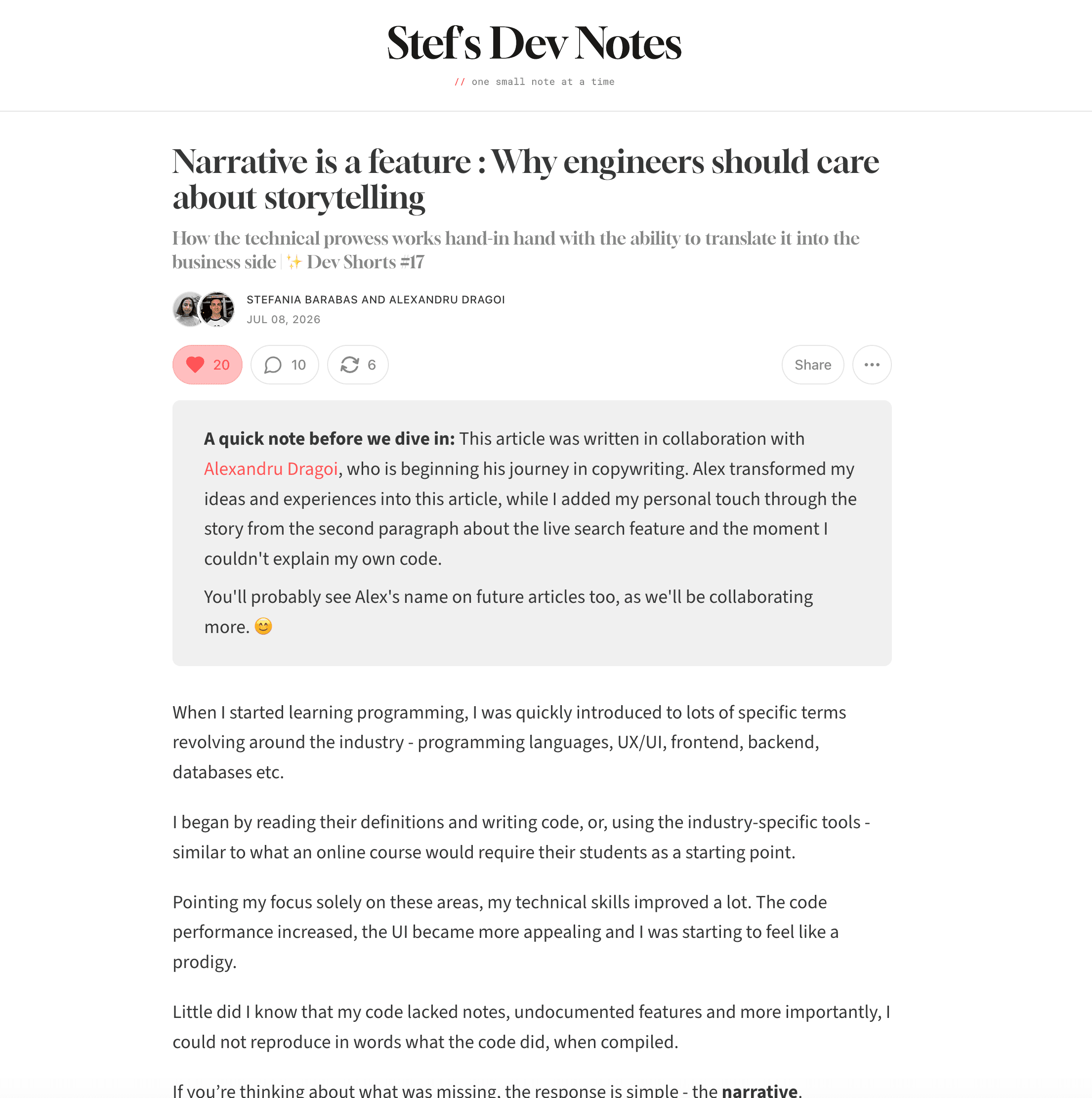 Narrative is a feature : Why engineers should care about storytelling